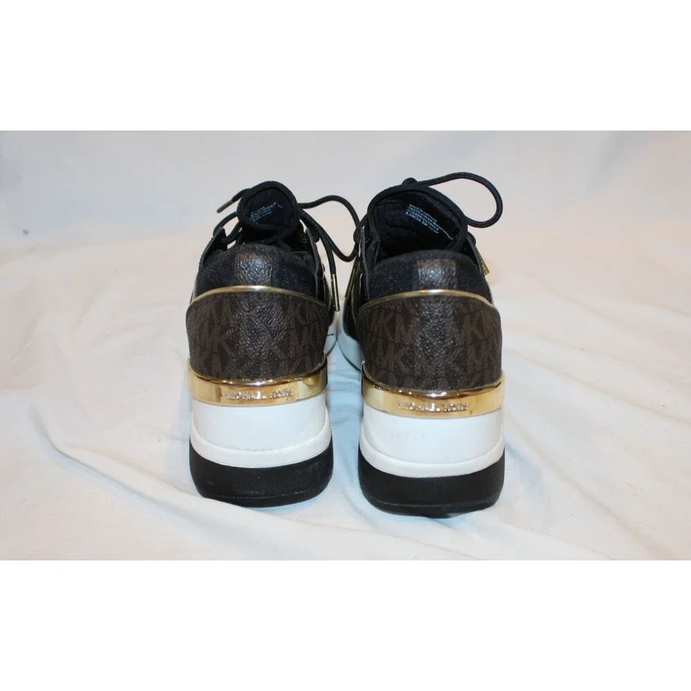 Michael Kors Women's Raina Lace-Up Athletic Shoes Trainer Logo Black NIB SZ 9